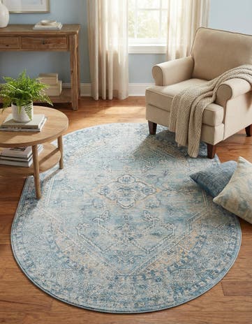 Blue Newport Oval Rug