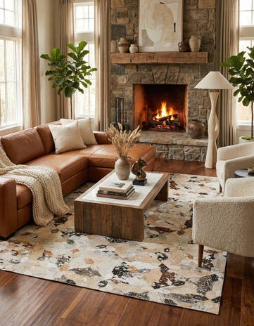 5' x 8' 2 Cowhide Leather Rug