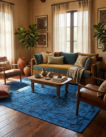 5' 6 x 7' 6 Hand Woven Kilim Suzani Wool Rug