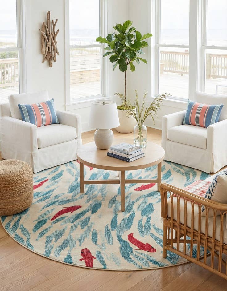 Detail image of 8' x 8'  Washable Capri Round Rug