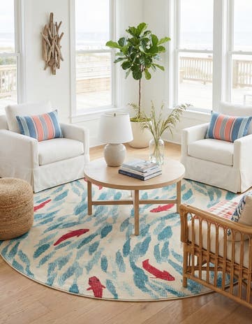 Beige Washable Amalfi Round Rug