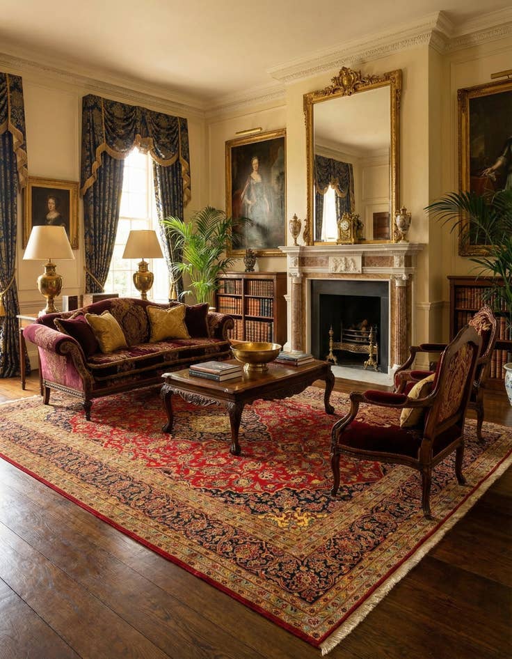 Detail image of  9' 7 x 13' 2  Hand Knotted Kashan Persian Wool Rug