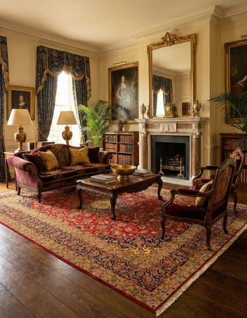 9' 7 x 13' 2 Hand Knotted Kashan Persian Wool Rug