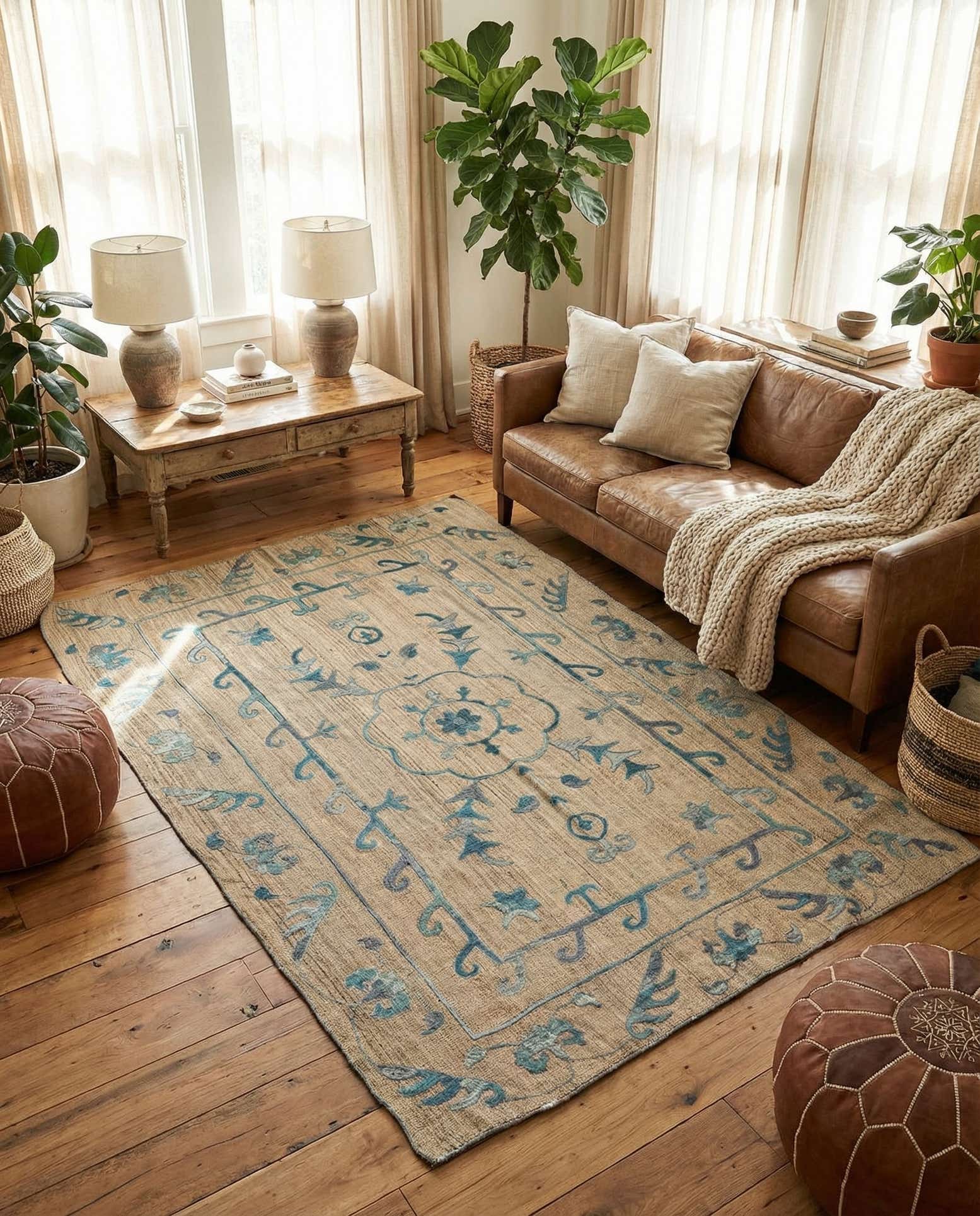 5' 8 x 7' 8 Hand Woven Kilim Suzani Wool Rug
