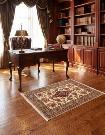 3' 7 x 5' 4 Hand Knotted Qom Persian Rug
