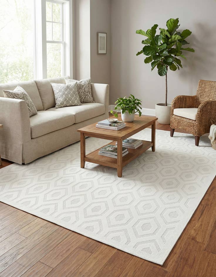 Detail image of 7' 10 x 10'  Washable Trellis Textured Indoor / Outdoor Rug