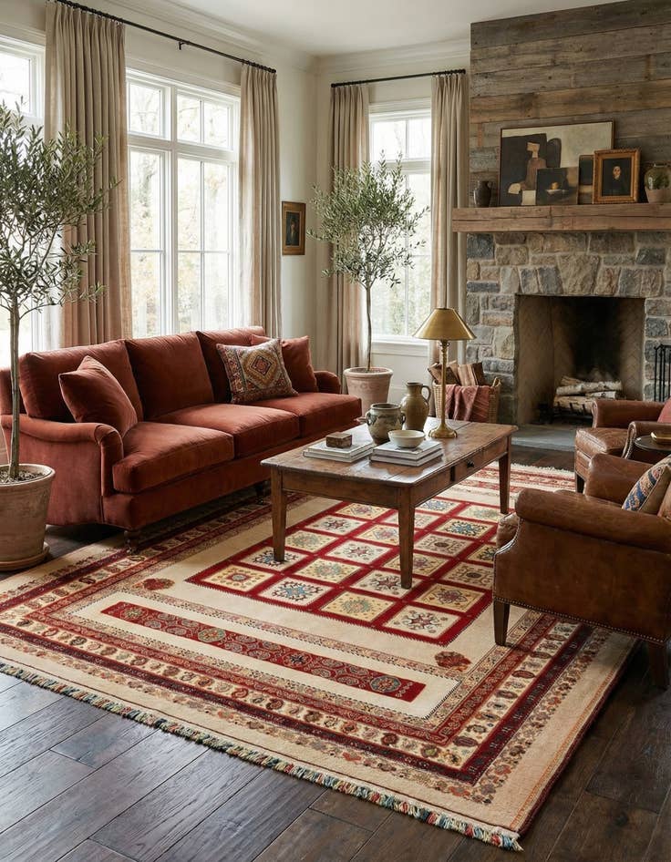 Detail image of  6' 7 x 9' 7 Sumak Kilim Rug