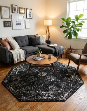 Black Monte Carlo Octagon Rug