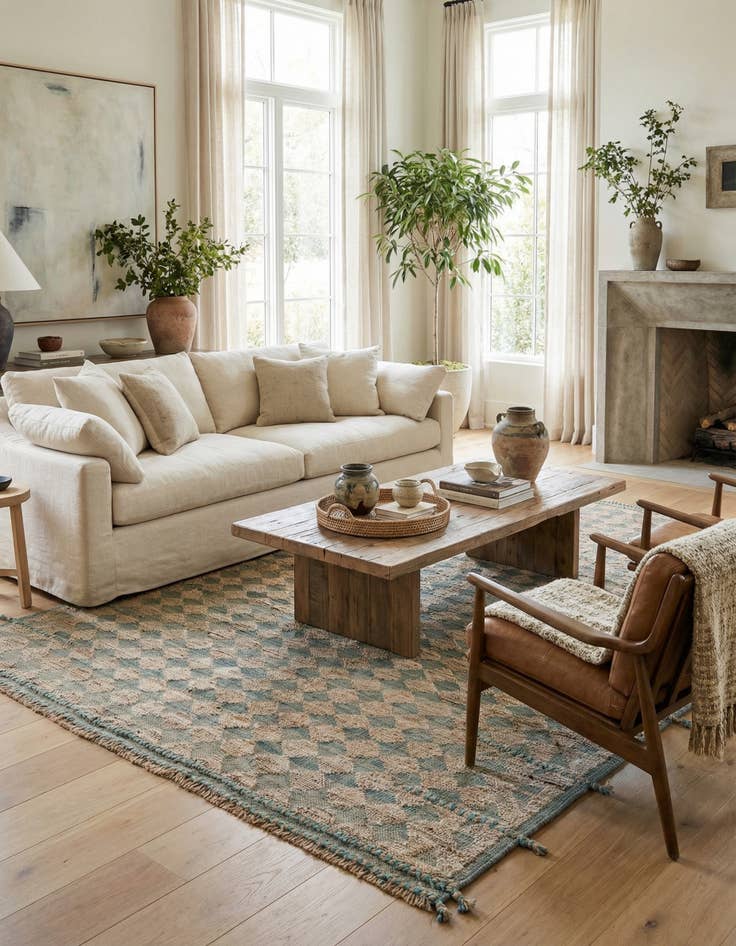 Detail image of 6' 9 x 10'  Hand Knotted Moroccan Wool Rug