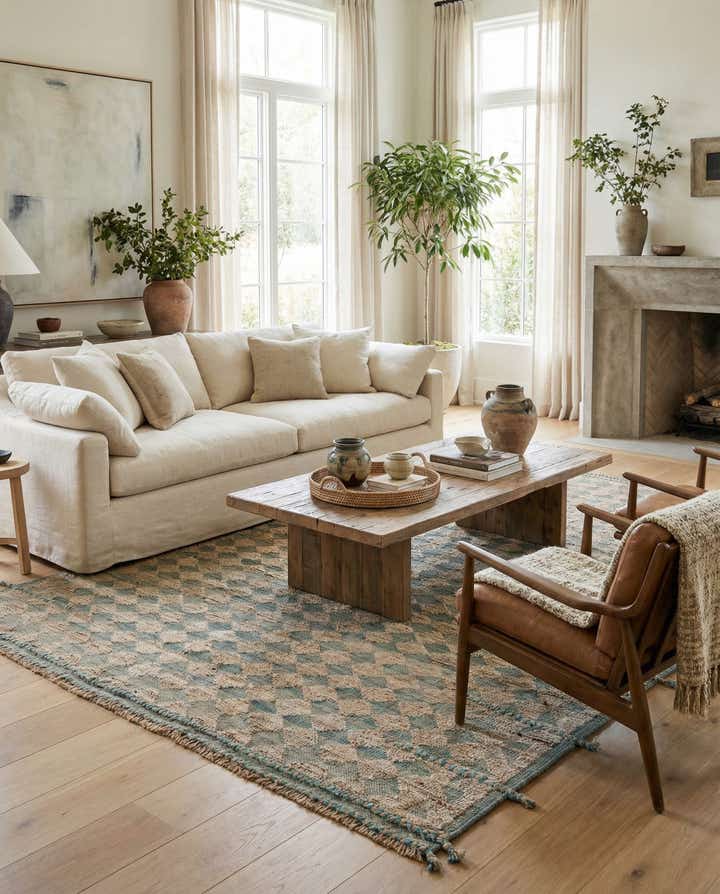 6' 9 x 10' Hand Knotted Moroccan Wool Rug