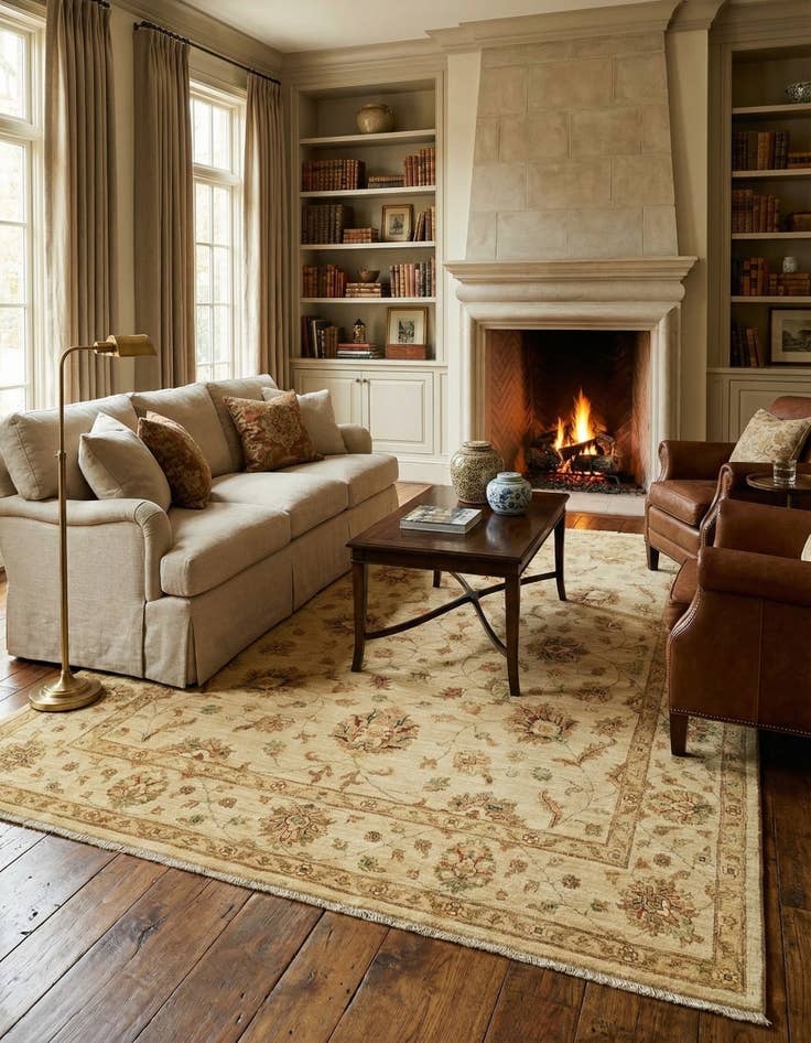 Detail image of 6' 6 x 9'  Hand Knotted Peshawar Ziegler Rug