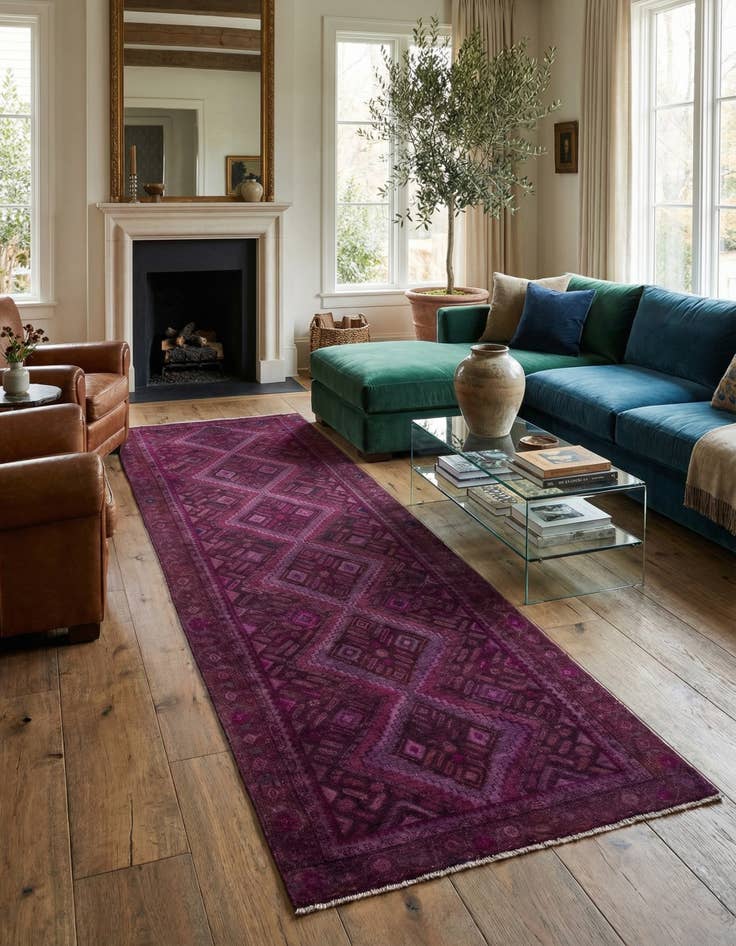 Detail image of 3' 9 x 9' 9  Hand Knotted Ultra Vintage Persian Wool Runner Rug