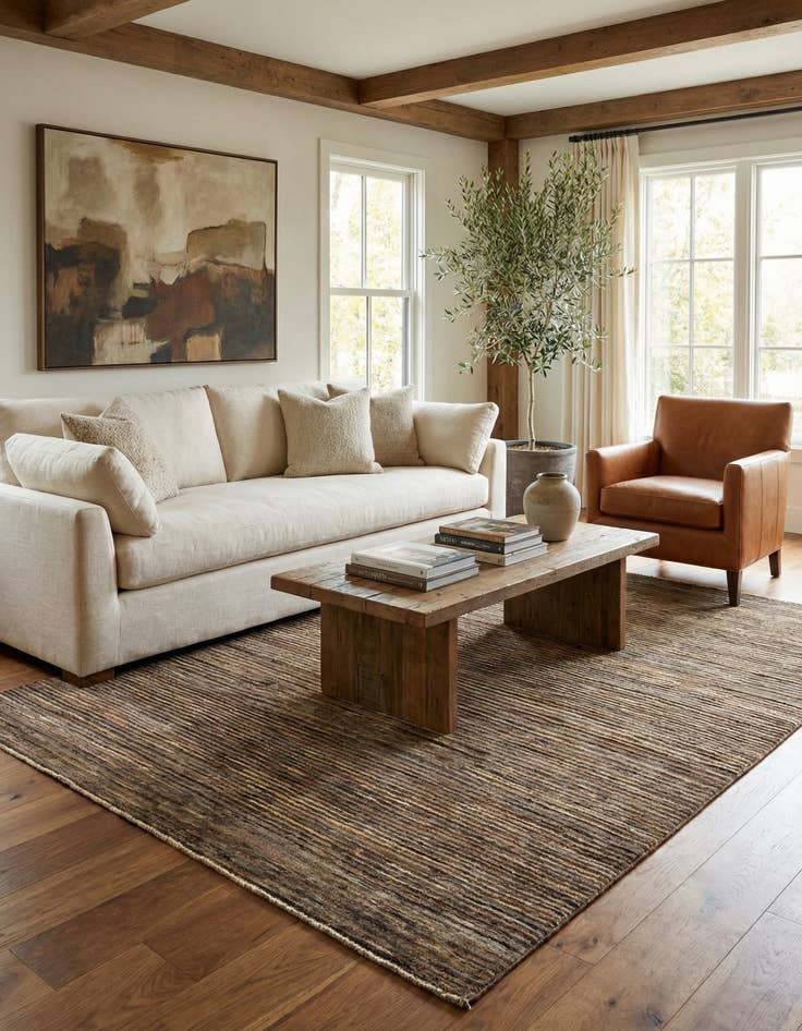 Detail image of 4' 10 x 6' 9  Hand Knotted Modern Ziegler Rug