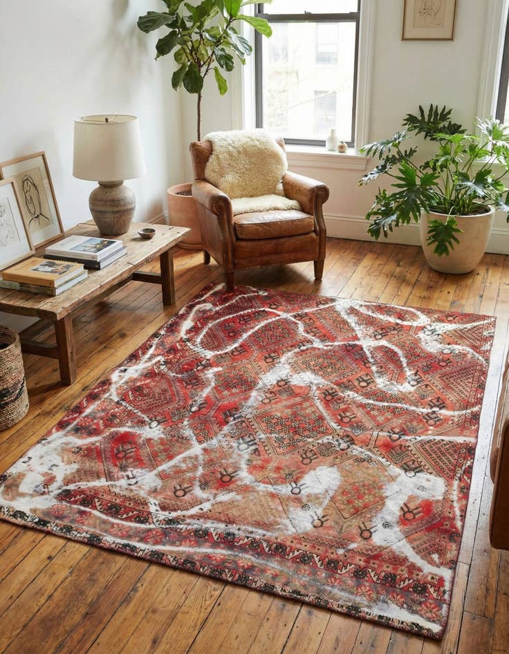 Detail image of  5' 10 x 7' 8  Hand Knotted Ultra Vintage Persian Wool Rug