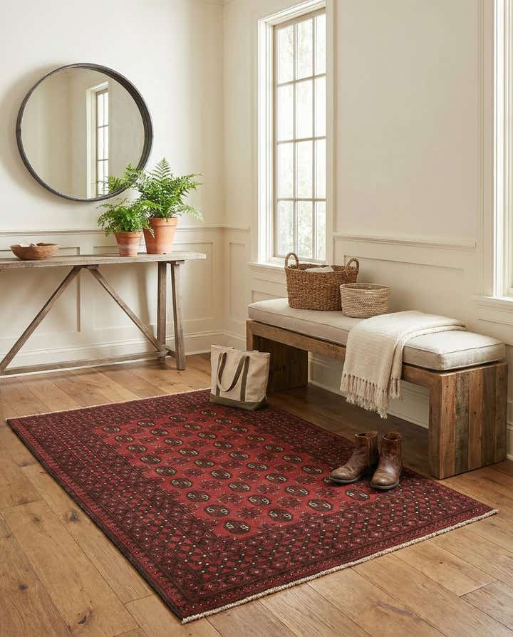 4' 10 x 6' 5 Hand Knotted Afghan Akhche Wool Rug