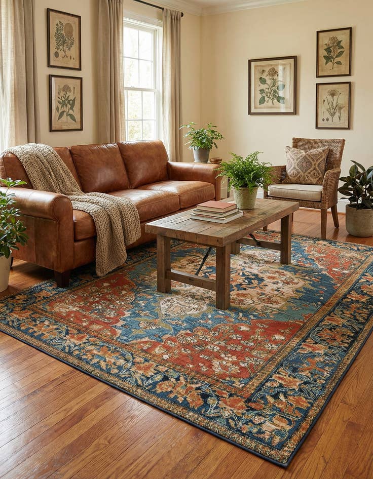 Detail image of  5' x 8'  Washable Traditional Indoor / Outdoor Rug