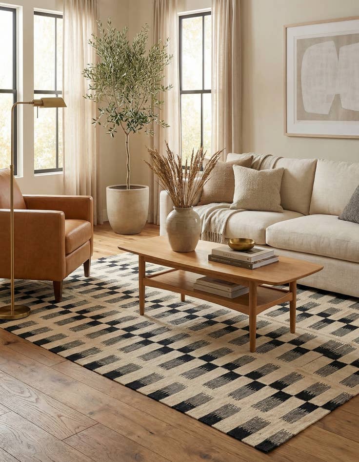 Detail image of 5' 7 x 7' 9  Hand Woven Kilim Modern Wool Rug