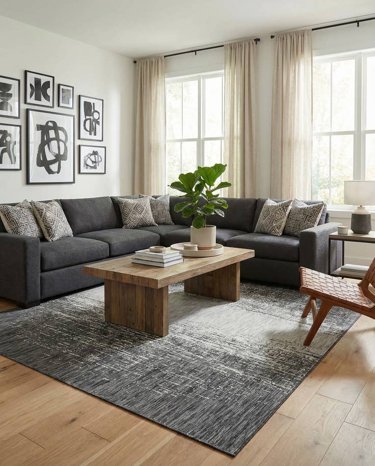 Detail image of 7' 10 x 11' Easy-Clean Modern Indoor / Outdoor Rug