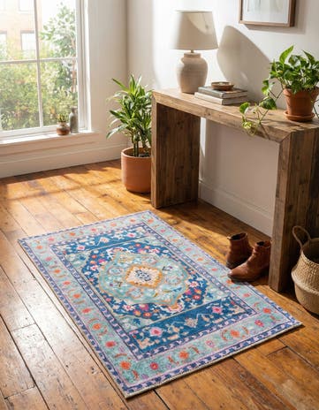 Blue Washable Timeless Rug
