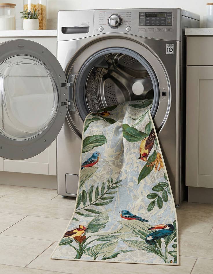 Detail image of  2' 7 x 12'  Washable Botanical Indoor / Outdoor Runner Rug