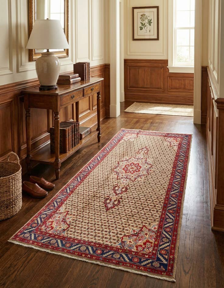 Detail image of  5' x 9' 6  Hand Knotted Songhor Persian Wool Runner Rug