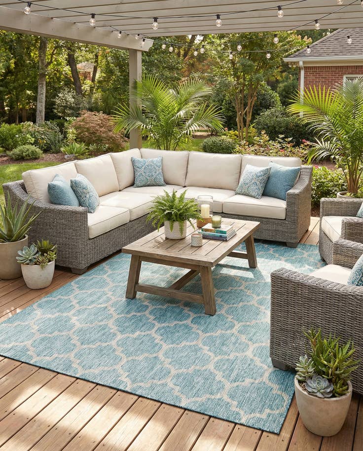 Detail image of 7' 10 x 11' Easy-Clean Lattice Indoor / Outdoor Rug
