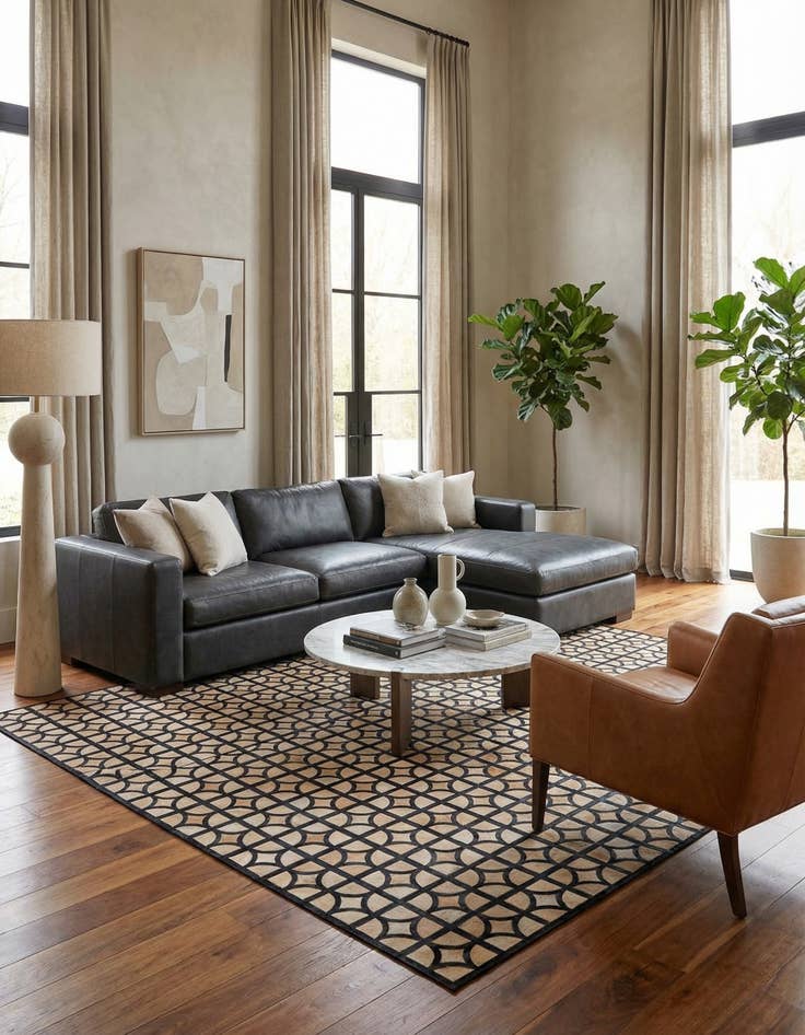 Detail image of 8' 1 x 10' Cowhide Leather Rug