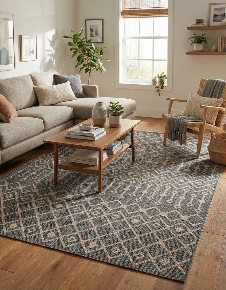 Detail image of 7' x 10' Easy-Clean Trellis Indoor / Outdoor Rug