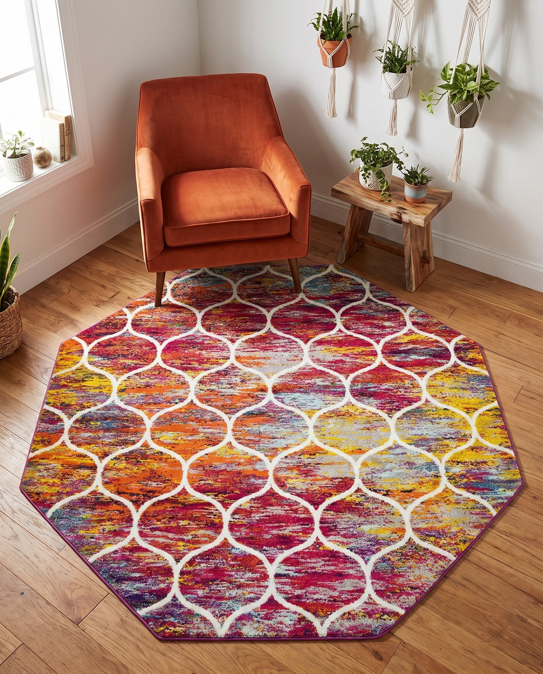 5' 3 x 5' 3 Trellis Frieze Octagon Rug