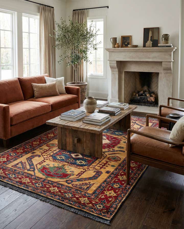 4' 9 x 8' 4 Hand Knotted Kazak Wool Rug