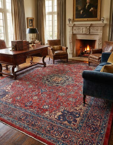 9' 8 x 13' 4 Hand Knotted Sarough Persian Wool Rug