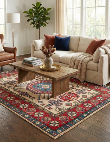 5' 1 x 6' 7 Hand Knotted Kazak Rug