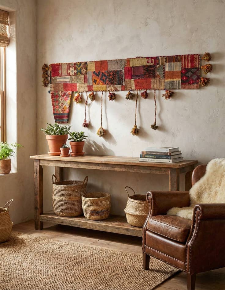 Detail image of 1' 7 x 4' 2  Hand Woven Wall Art Wool Rug