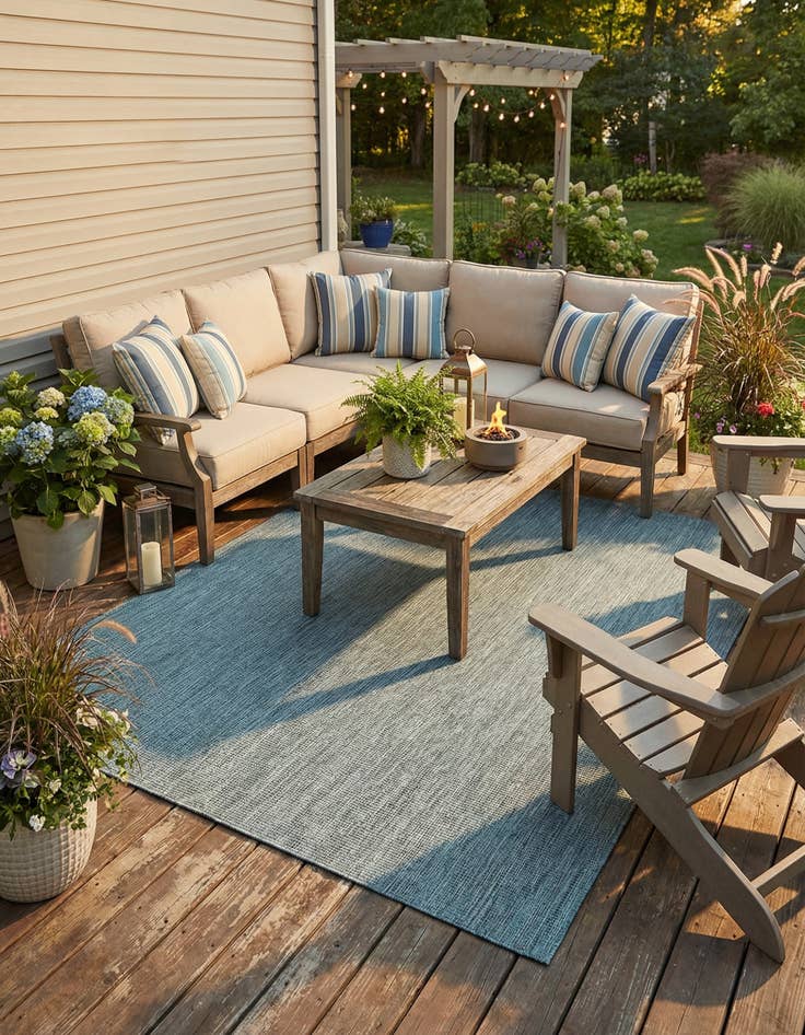 Detail image of  7' 10 x 7' 10  Washable Solid Indoor / Outdoor Square Rug