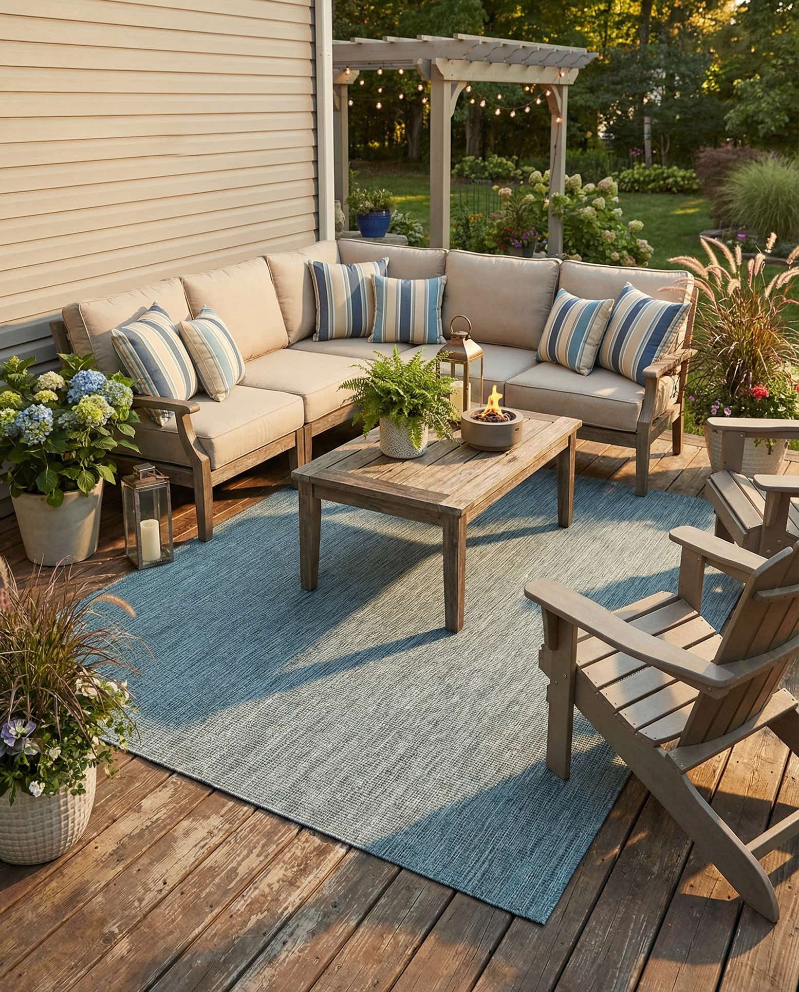 7' 10 x 7' 10 Easy-Clean Solid Indoor / Outdoor Square Rug