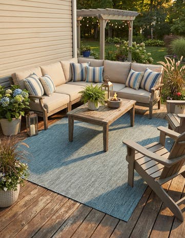 7' 10 x 7' 10 Easy-Clean Solid Indoor / Outdoor Square Rug