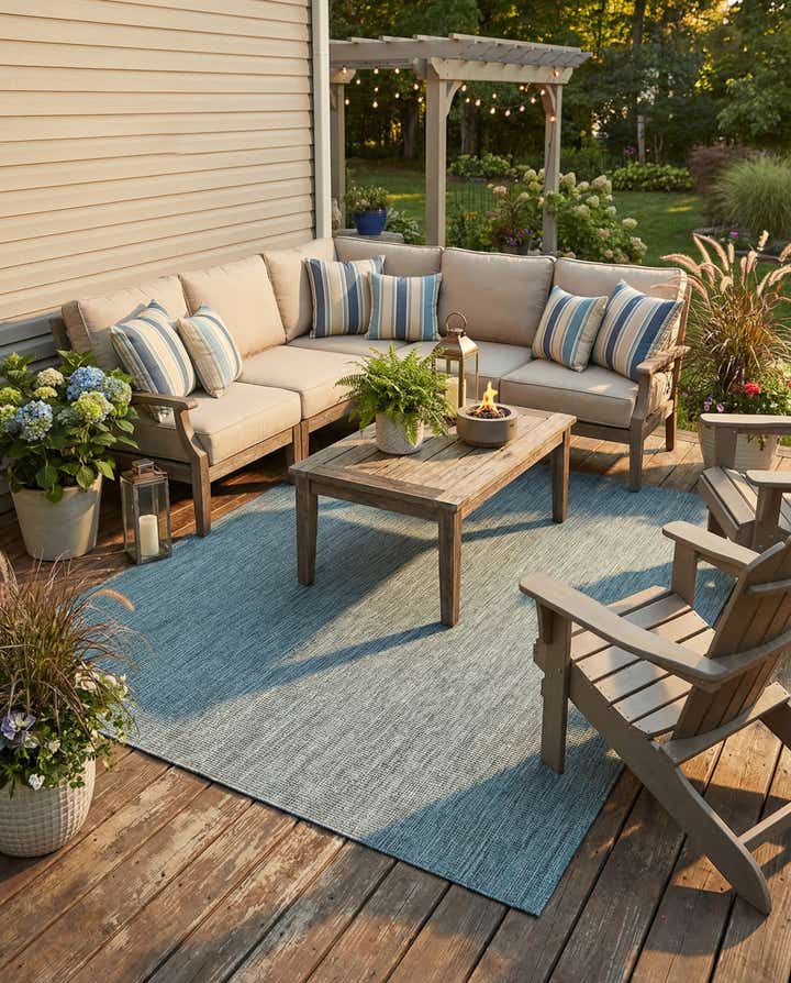 7' 10 x 7' 10 Easy-Clean Solid Indoor / Outdoor Square Rug