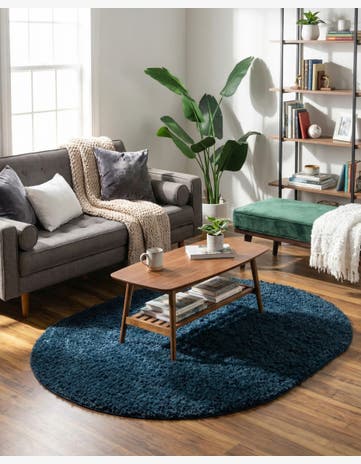 Navy Blue Everyday Shag Oval Rug