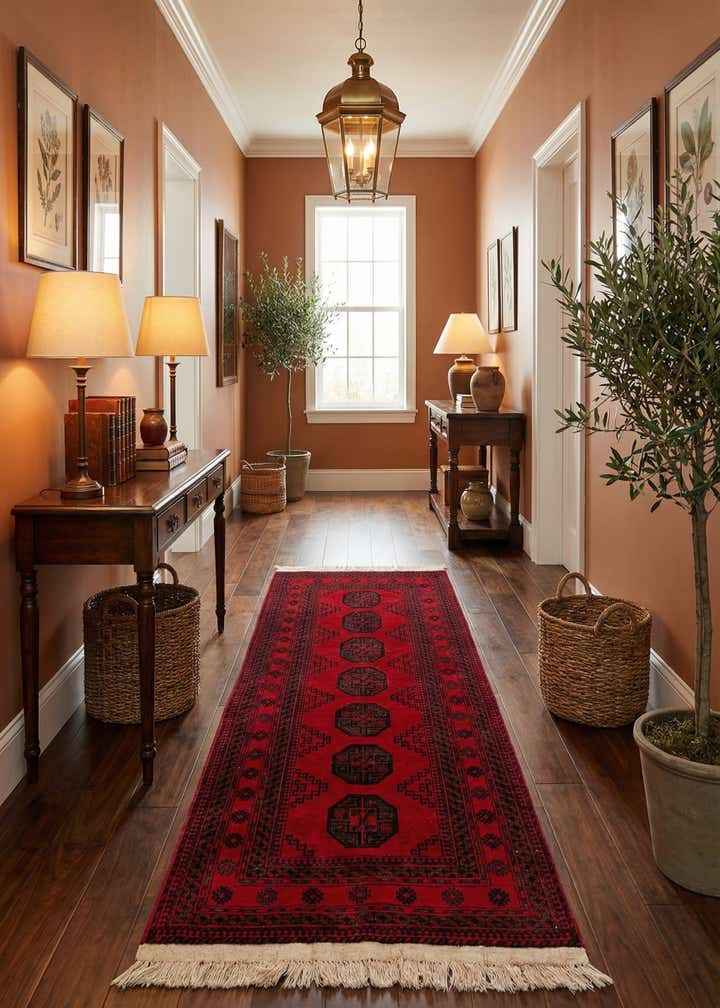 3' 4 x 7' Hand Knotted Afghan Akhche Wool Runner Rug