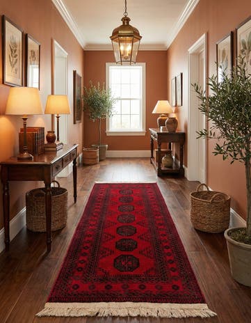 3' 4 x 7' Hand Knotted Afghan Akhche Wool Runner Rug