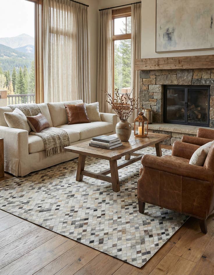 Detail image of  8' x 9' 10 Cowhide Leather Rug