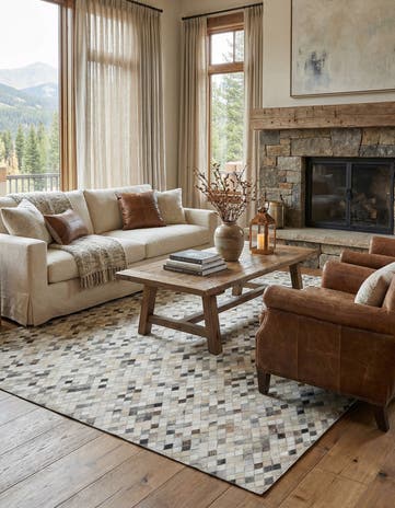 8' x 9' 10 Cowhide Leather Rug