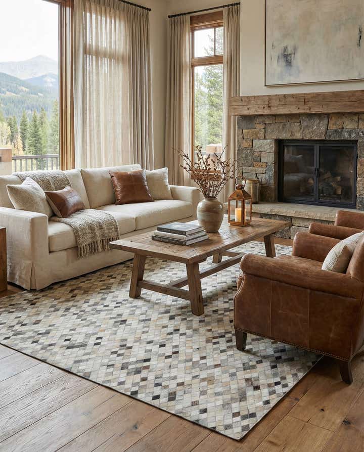 8' x 9' 10 Cowhide Leather Rug