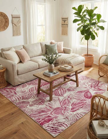 Fuchsia Blossom Square Rug