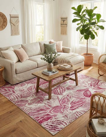 Fuchsia Blossom Square Rug