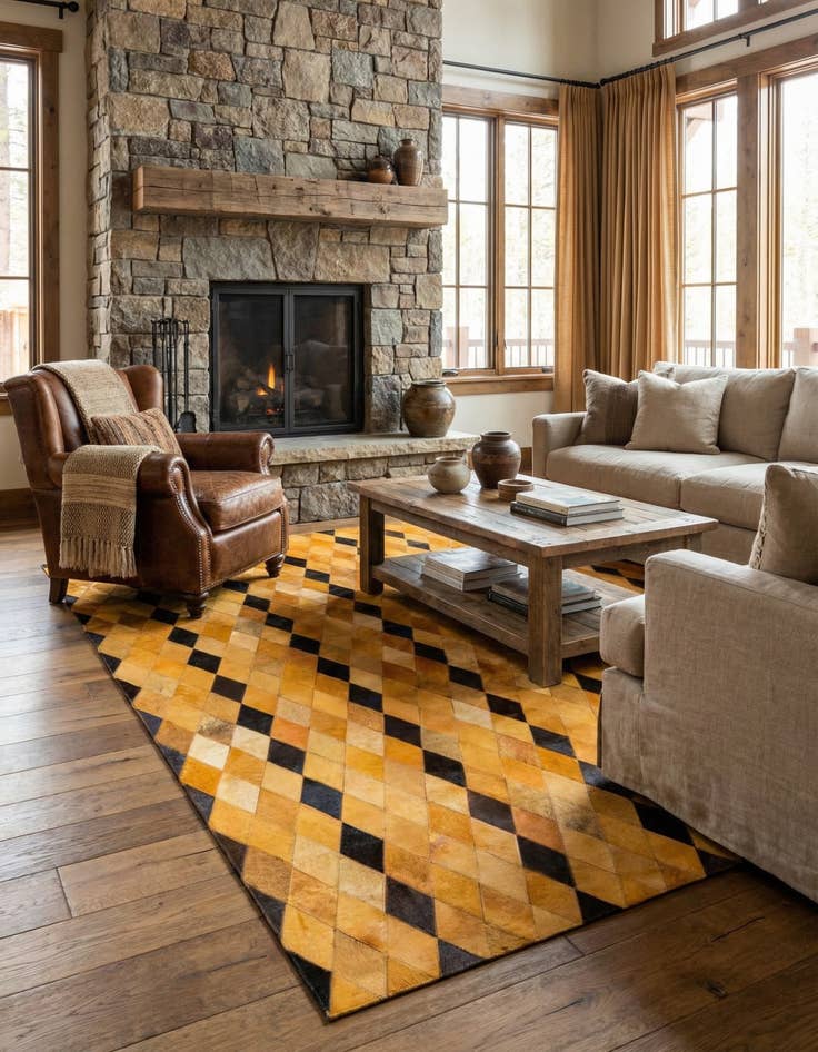 Detail image of 5' 1 x 7' 11 Cowhide Stocks Rug