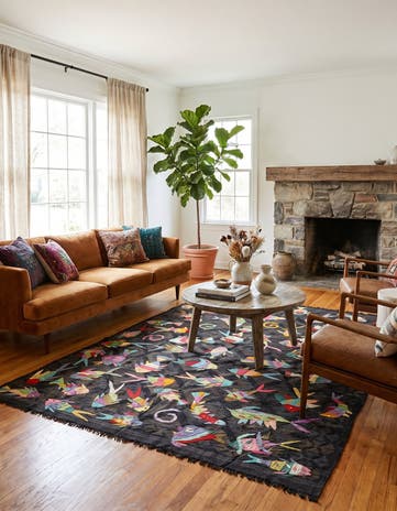 5' x 6' 6 Hand Woven Kilim Suzani Wool Rug