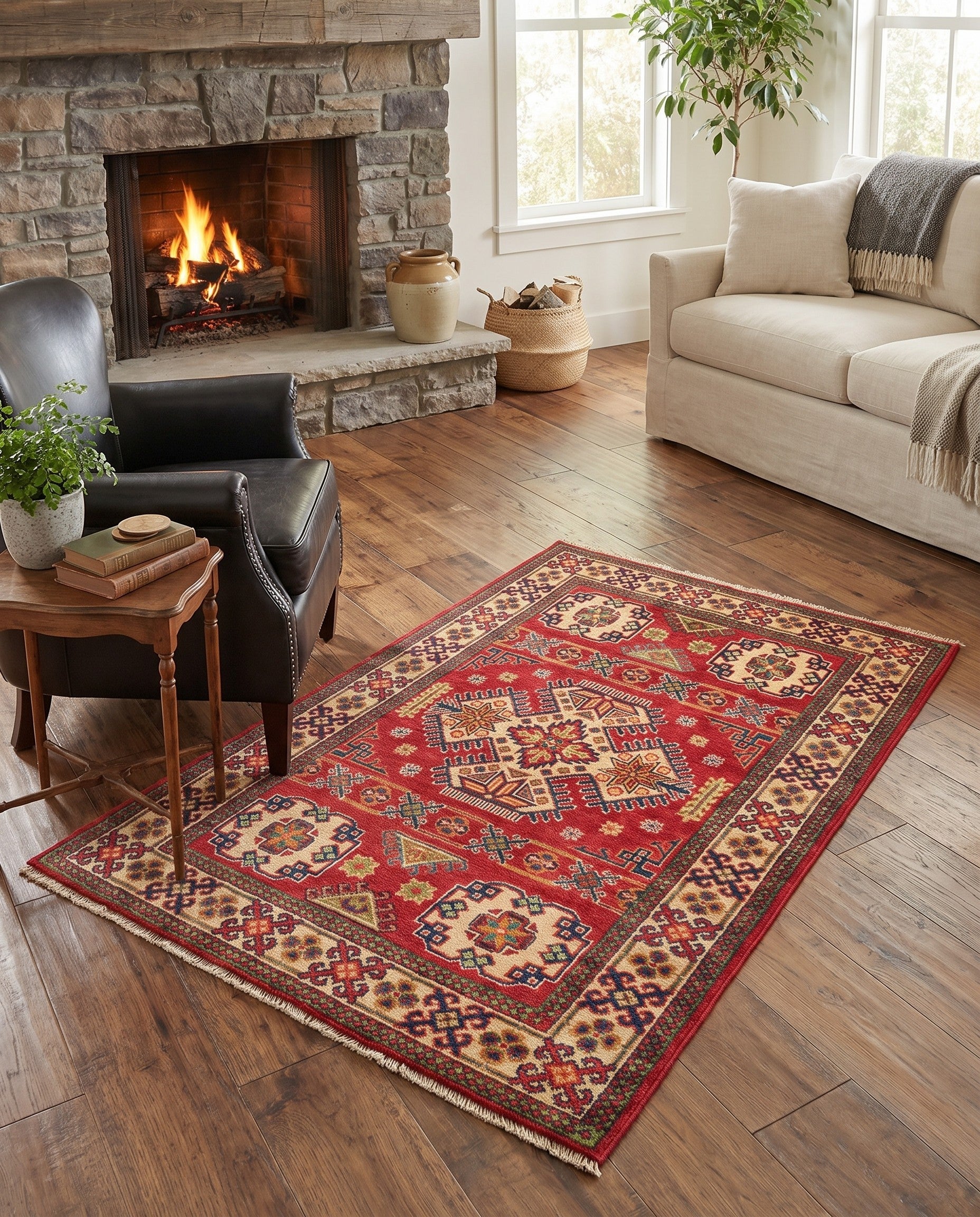 3' 5 x 5' Hand Knotted Kazak Rug