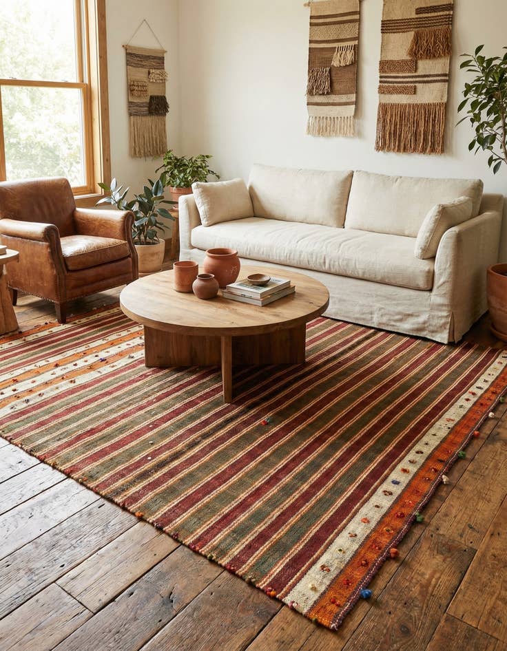 Detail image of  4' 9 x 6' 3 Jajim Wool Rug