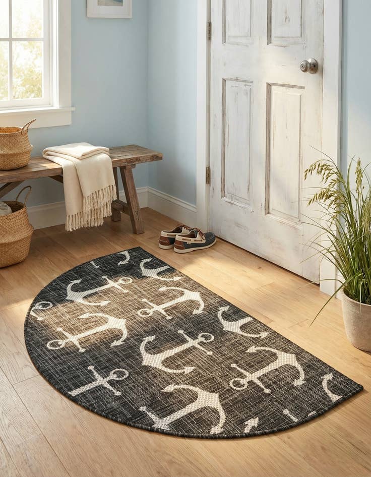 Detail image of 2' 7 x 4'  Washable Coastal Indoor / Outdoor Hearth Rug